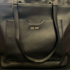 Nine West Tote large black faux leather